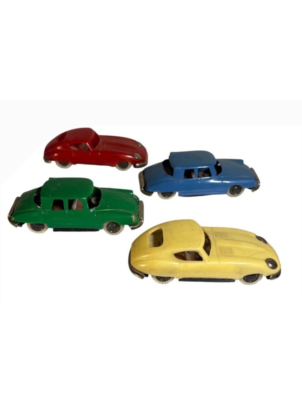 Vintage Plastic Toy Cars Set Of 4 Citroen DS 19 & Jaguar E-Type XK-E Coupe 3.5"